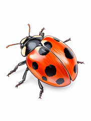 Detailed illustration of a ladybug, isolated on a white background, for educational purposes or insect study