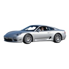 Full shot of a silver car white background