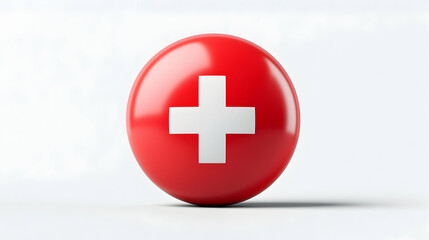Obraz premium Red Circle with White Swiss Cross on White Background