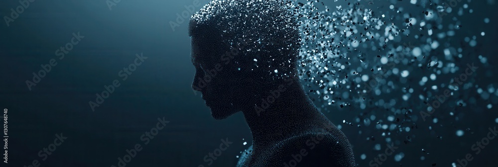 Aufkleber Futuristic digital particles create a silhouette symbolizing AI driven politics in a sleek setting Generative AI