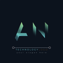 A and N logo design. AN abstract technology logo. This logo design is the process of creating a visual symbol that represents a brand, company, or individual.