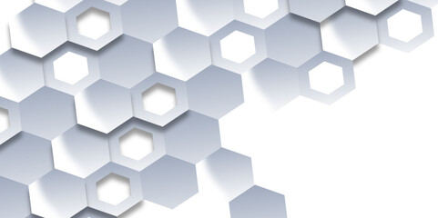 Abstract Geometry and Minimalist Technology: Exploring the Elegant Interplay of 3D Hexagonal Grids Against a Digital Canvas of White and Gray