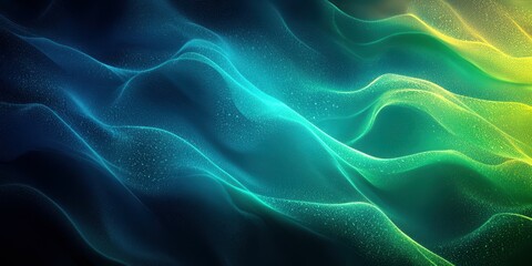 Obraz premium Vibrant abstract waves swirling in blue and green hues with a wispy texture creating a sense of movement