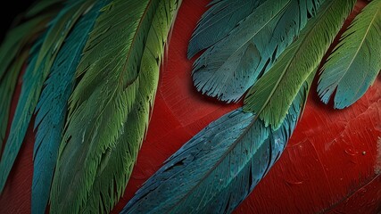 Obraz premium Green-winged Macaw feather