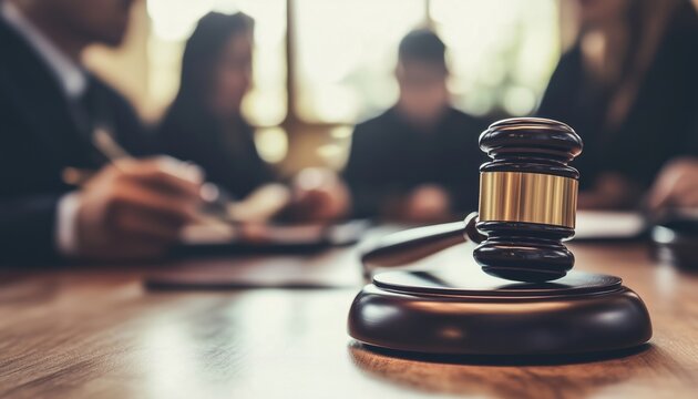 Team Meeting Of Justice Lawyers With Judge Gavel At Law Firm Specializing In Law And Legal Services