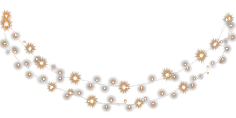 Obraz premium PNG Gold glowing light string lighting lights background.