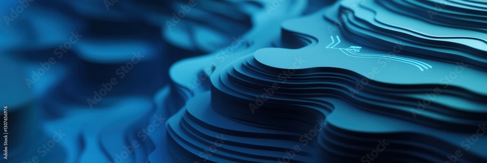 Poster Modern abstract layered paper art background showcasing digital democracy evolution through pixelated shapes and neon highlights Generative AI