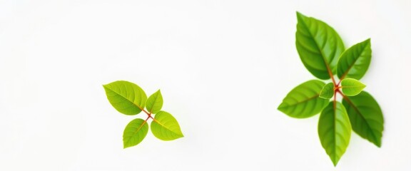 Fototapeta premium Single vibrant green plant, isolated on pure white background, color, isolated