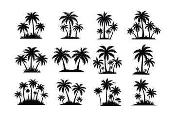 Fototapeta premium Palm tree bundle Vector illustration