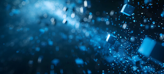 abstract blue background with particles and light spots
