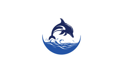 Dolphin in Ocean Logo Design