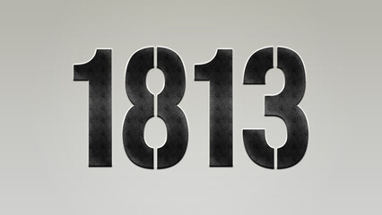 3D Bold metal number 1813 on silver background.