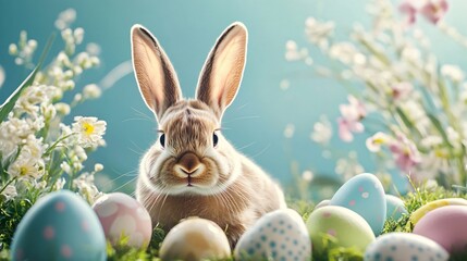 Joyful Easter Bunny Frame with Eggs