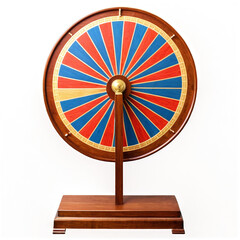 Obraz premium Fortune wheel on a wooden stand isolated on transparent background