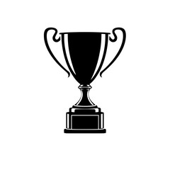Fototapeta premium Vector Silhouette of trophy features a classical design with two handles, a cup-shaped body,