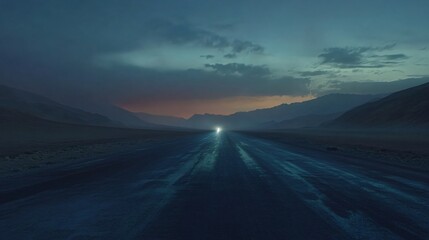 Naklejka premium Desert highway at dusk with no people or cars