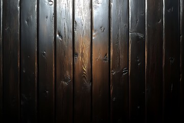 Fototapeta premium Smooth Glossy Black Wooden Wall Panels with Subtle Light Reflection