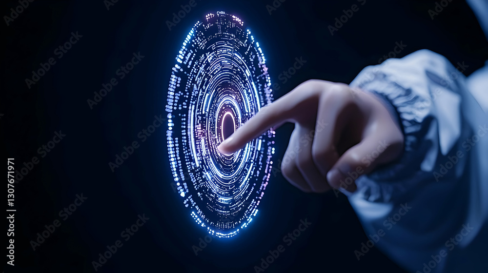 Poster futuristic interface interaction with touchscreen technology display