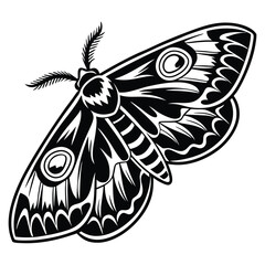 Moth silhouettes and icons. Black flat color simple elegant Moth animal vector and illustration with white background.