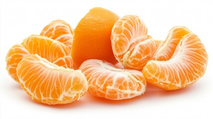 Fresh tangerine slice on white background