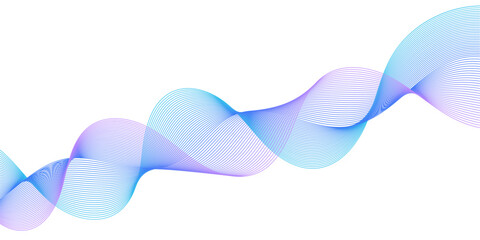 Abstract background with lines and waves. Medium banner size. Element for design isolated on white. Vector background for brochure, booklet, flyer, poster. Colorful gradient. Blue and purple 