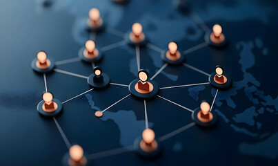 Global Connections Concept with Network Nodes and People Icons