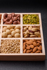 Mix of macadamia, pine, cashew, hazelnut, peanut, pistachio nuts