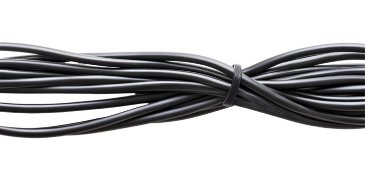 Black cables, wires on white or transparent background, with clipping path - Powered by Adobe