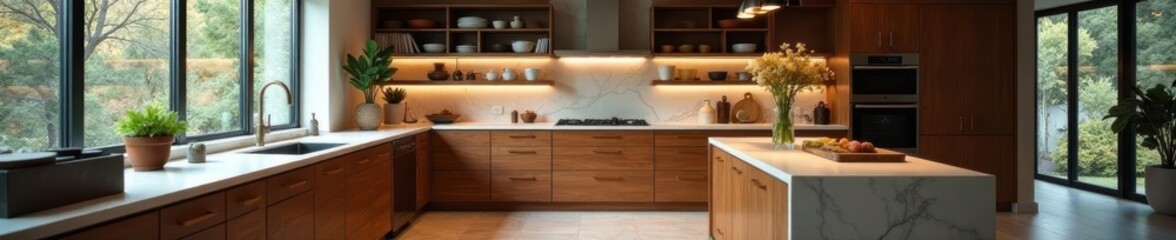 High-end kitchen with custom cabinetry, professional grade equipment , catering kitchen, preparation area, food prep