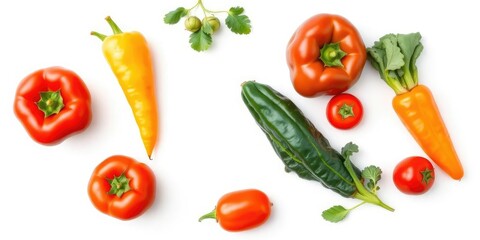 A vibrant, fresh vegetable isolated on a pure white background, tomato, organic