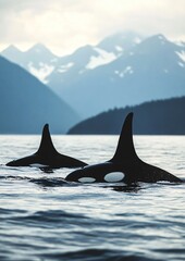 Fototapeta premium Killer whales in sea: A majestic sight