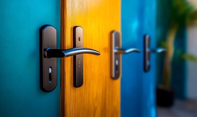 Colorful Doors with Modern Door Handles