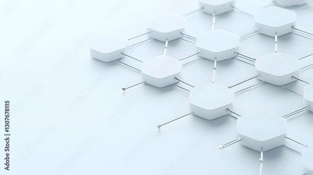Poster abstract hexagonal structure with connecting lines and light background
