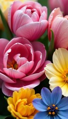 Fototapeta premium Close-up of delicate petals of various spring flowers, botanical, detail
