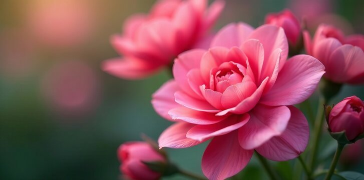 Close-up of delicate pink and red flowers, perfect for a romantic or feminine design, close-up, feminine, botanical