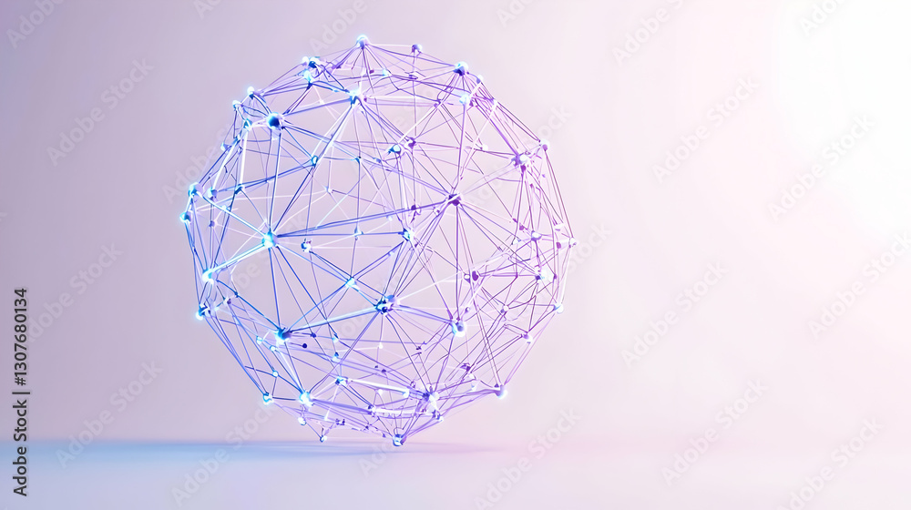 Poster Abstract Interconnected Sphere with Colorful Nodes and Lines Design