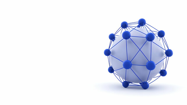 Abstract 3D Model of Network Structure with Blue Nodes and Lines