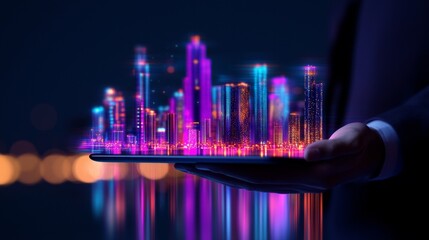 A digital tablet is used by the architect for building information modeling