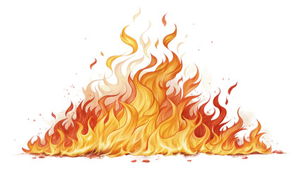 Burning Fire Flames Illustration, Isolated on Transparent Background, Digital Painting, Hot, Inferno, fire, flame, heat