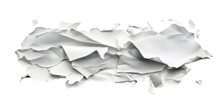 Torn paper scrap on white or transparent background with clipping path