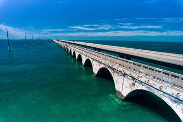 The old Aquaduct at the beginning of the Long Key Historic Bridge Trailhead in the Florida Keys between Long Key and Duck Key is a tourist and travelers paradise
