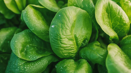 Crisp green lettuce leaves glistening with moisture, representing hydroponic growing techniques in modern agricultural practices