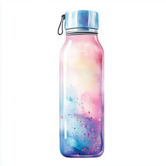 Watercolor clip art of a chic workout water bottle Generative ai