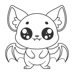 The bat stands alone and smiles, for coloring