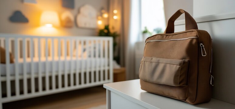 Baby Diaper Bag on Nursery Table