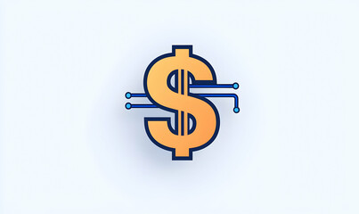 Digital Currency Concept with Dollar Sign and Circuit Lines Design