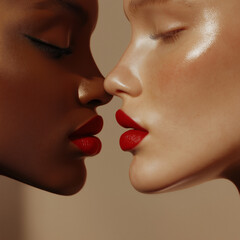 Obraz premium close up portrait of two young women