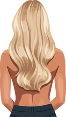 Naklejka premium Woman with long blonde hair wearing casual pants in a minimal, flat design vector art
