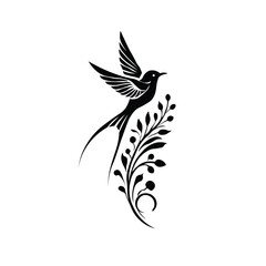 Floral Design A classic black and white floral design element featuring elegant, curved leaves and intricate detailing. Ornamental Perfect for use in decorative borders, logos