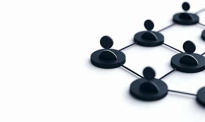 Abstract Connection Network of Human Icons on White Background